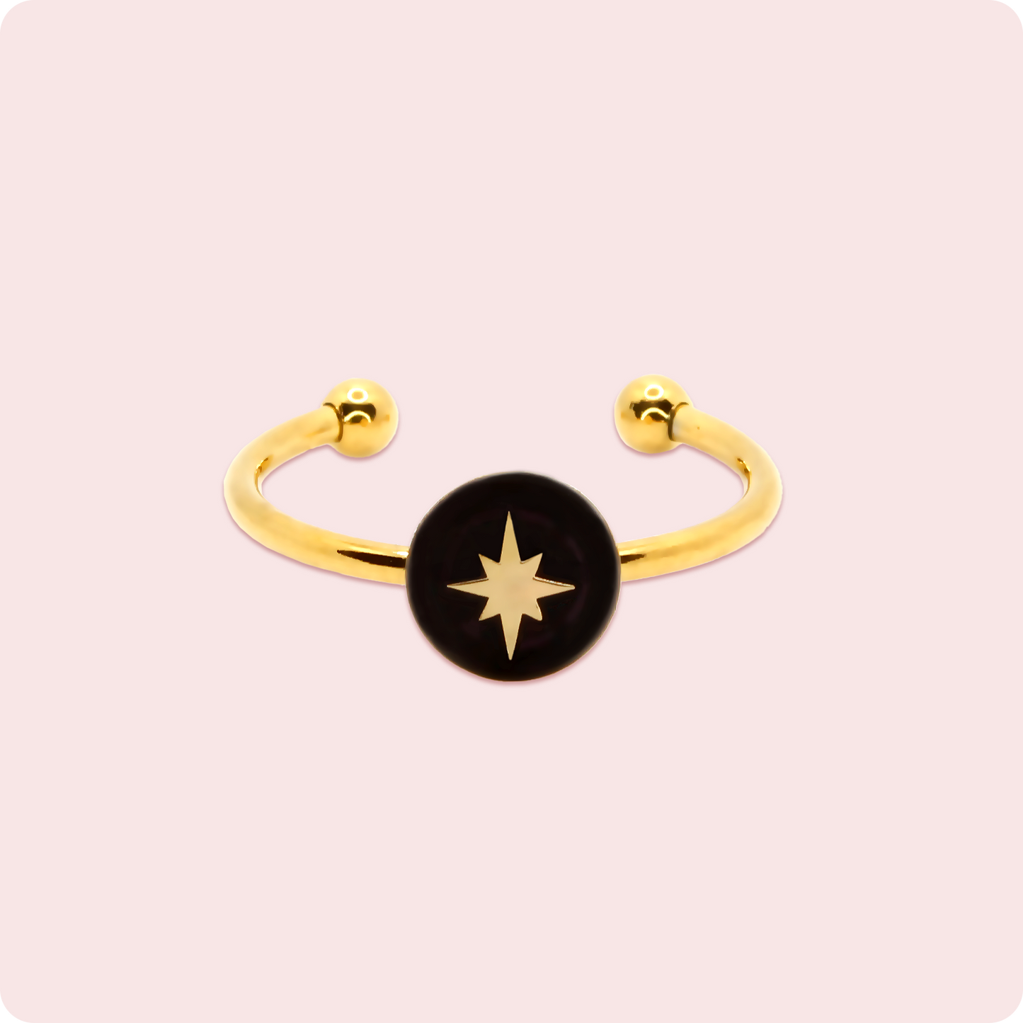 Celeste Faerie Gold Sol Ring close-up on pink background