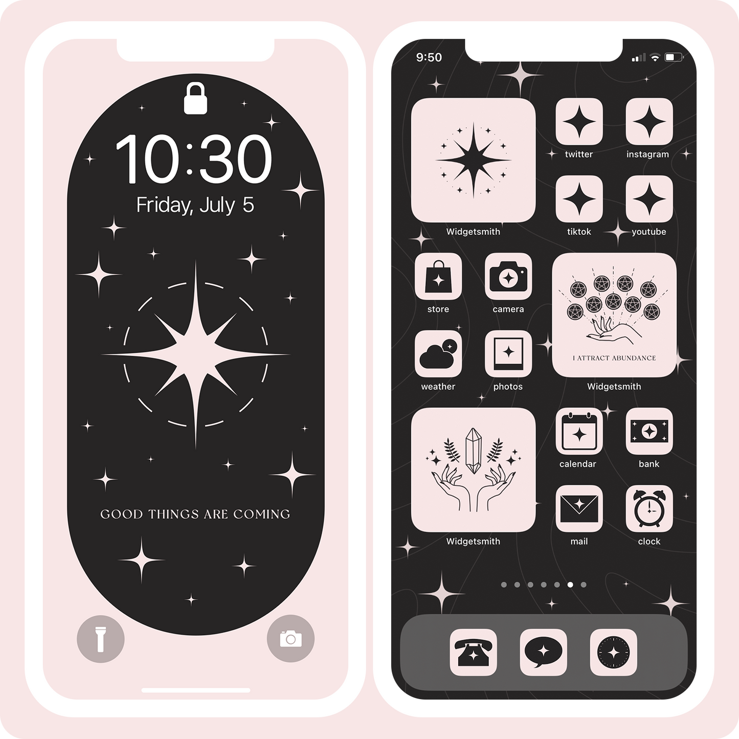 Black and Pink Celeste Faerie Astrology themed wallpaper and lockscreen