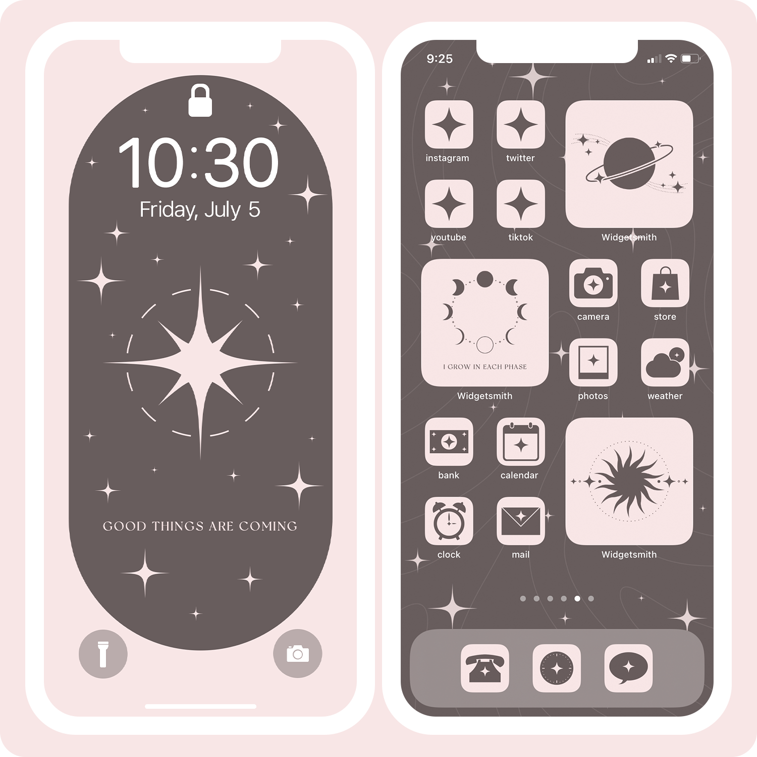 Brown and Pink Celeste Faerie Astrology themed wallpaper and lockscreen